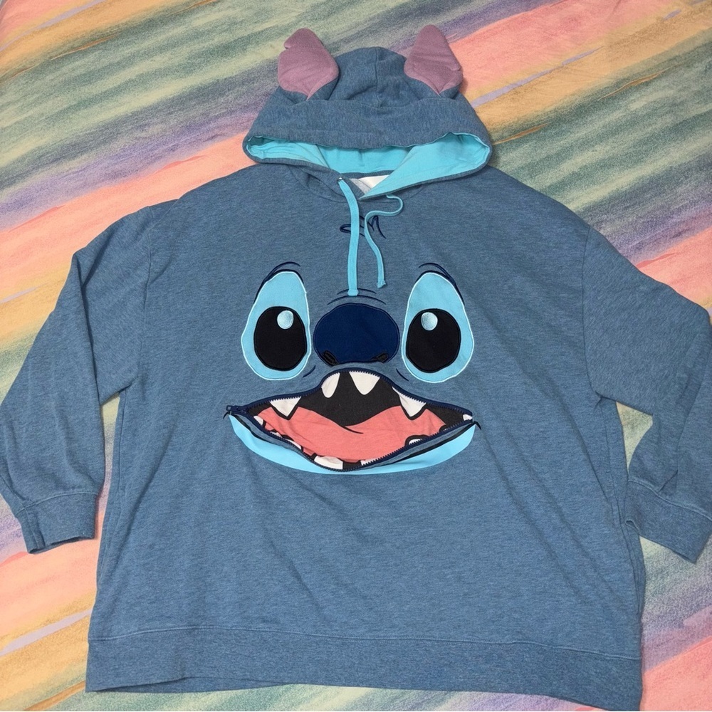 Disney Parks Stitch Blue size 2XL Hoodie Sweater pullover Sweatshirt